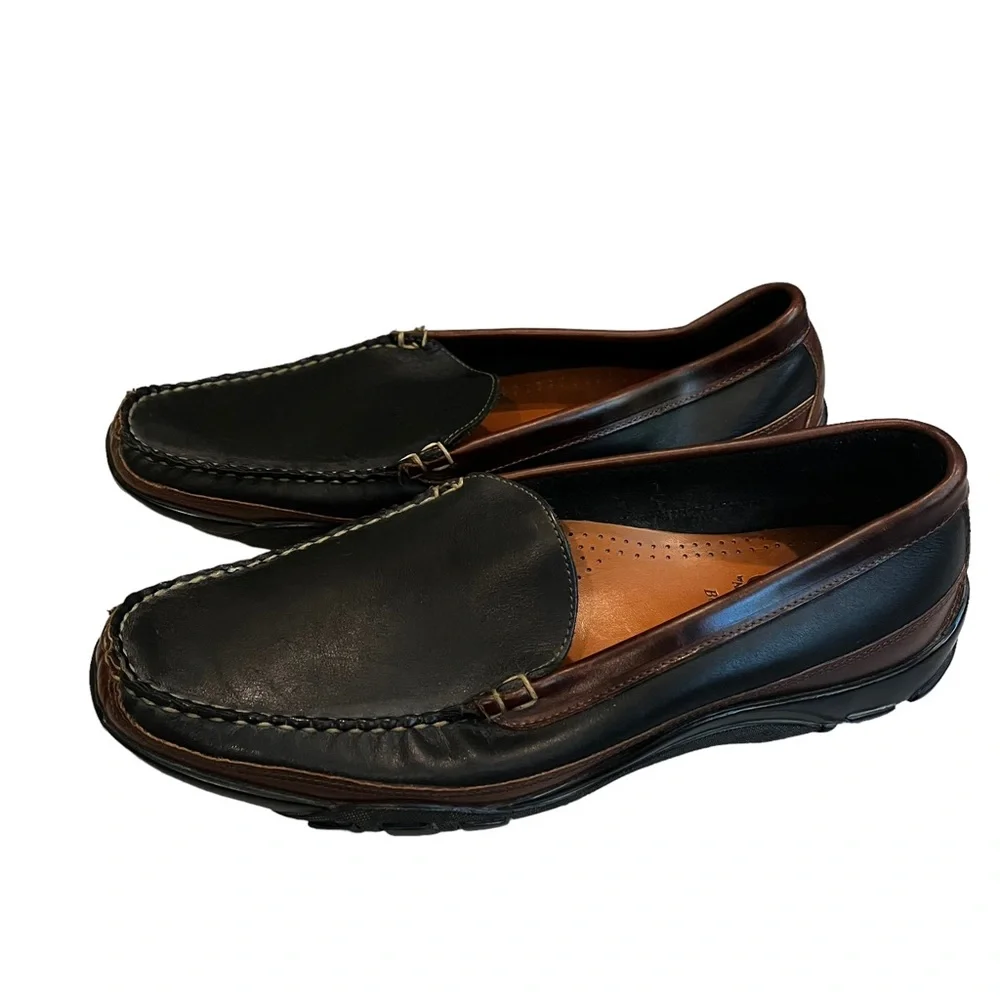 Allen Edmonds Two-Tone Black and Brown Leather Slip-On Loafer